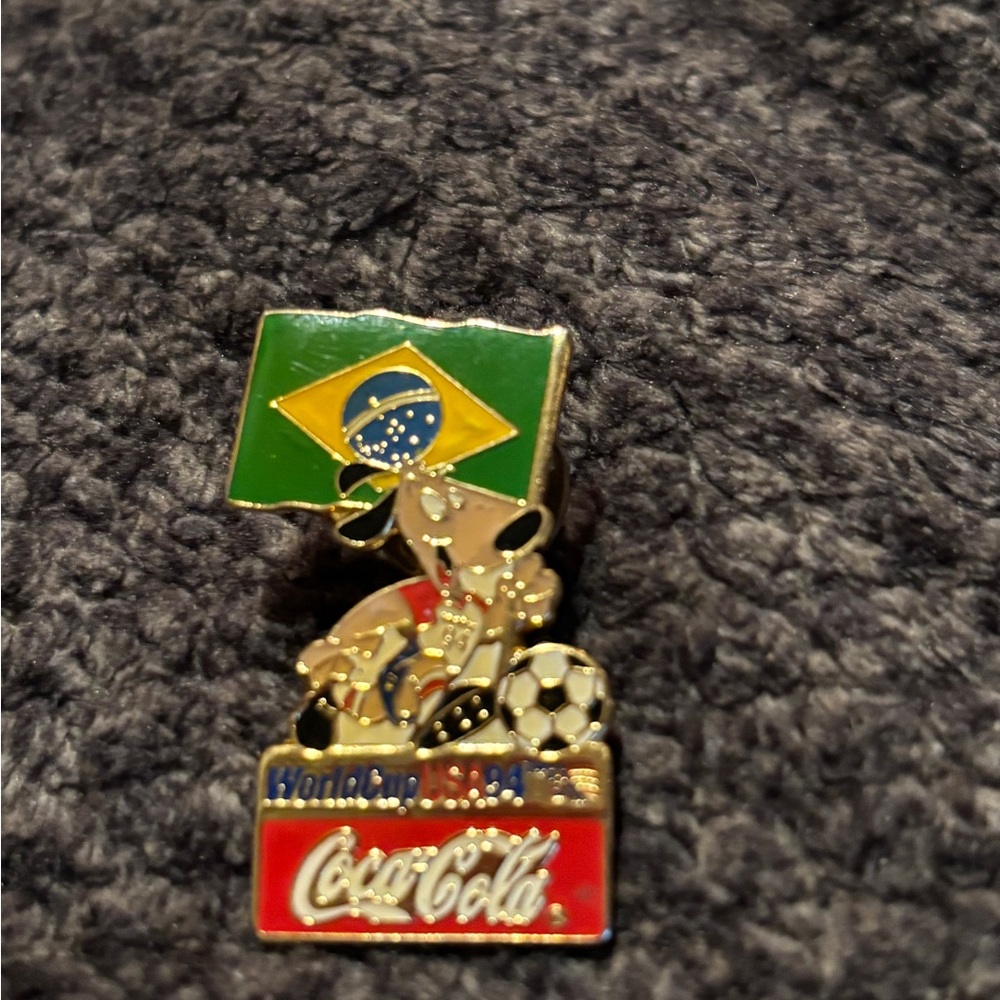 Coca-Cola Brazil Flag Soccer Pin 1994